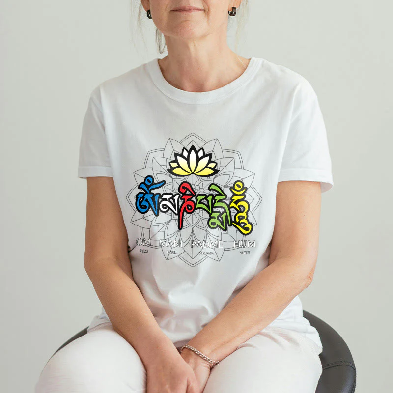T-shirt con maglietta Buddha Stones Om Mani Padme Hum Lotus - Image 11