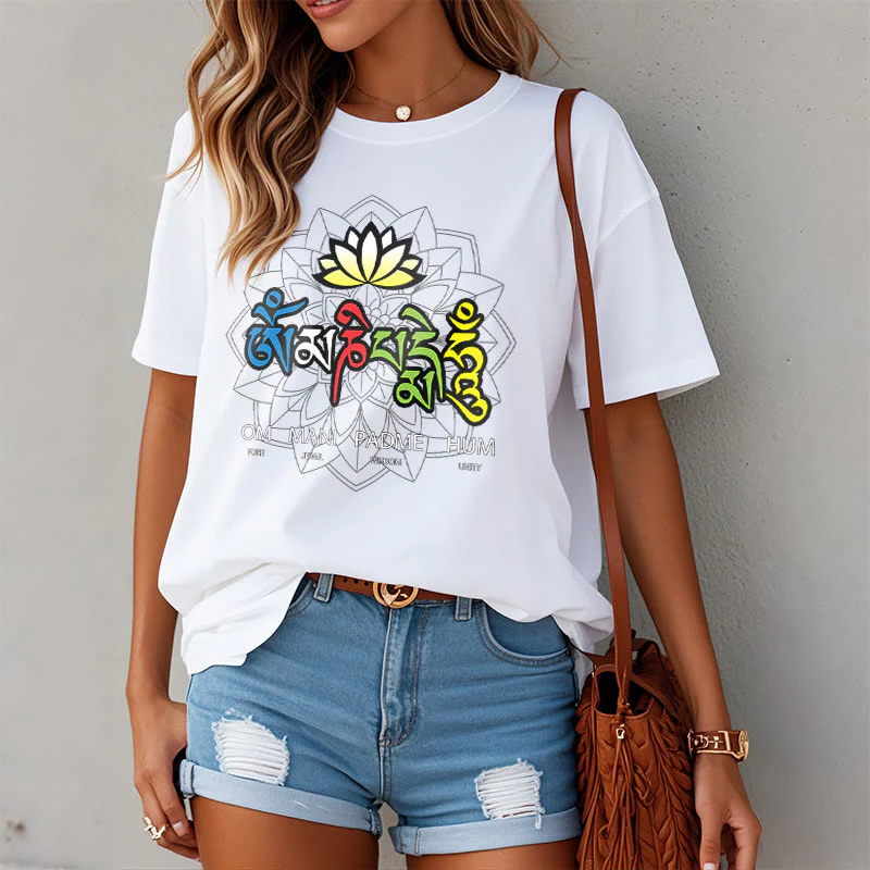 T-shirt con maglietta Buddha Stones Om Mani Padme Hum Lotus - Image 15