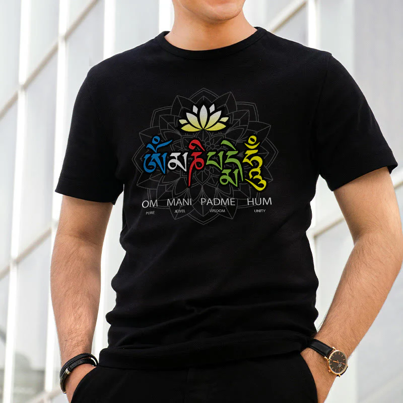 T-shirt con maglietta Buddha Stones Om Mani Padme Hum Lotus - Image 2