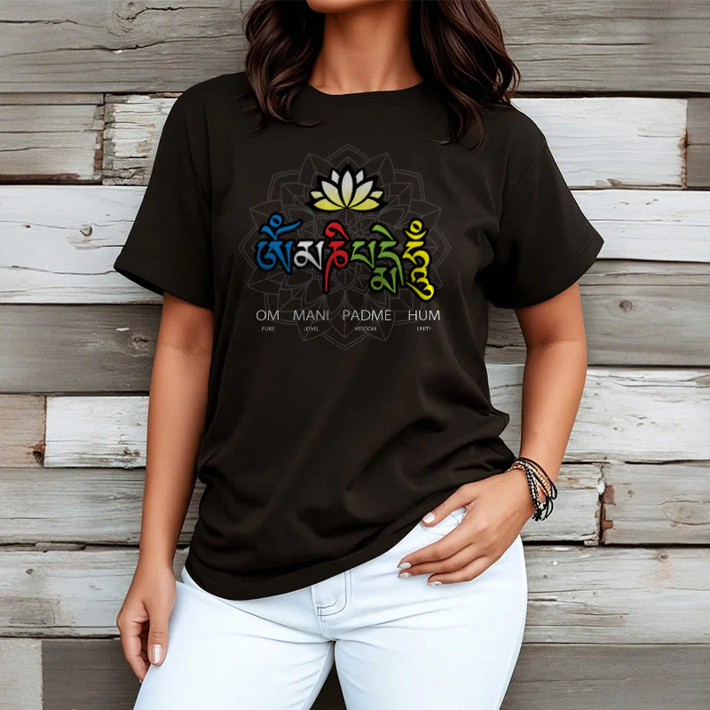 T-shirt con maglietta Buddha Stones Om Mani Padme Hum Lotus - Image 3