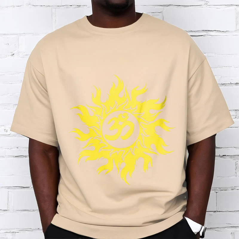 T-shirt con maglietta da sole dorata in sanscrito Buddha Stones OM Mantra - Image 10
