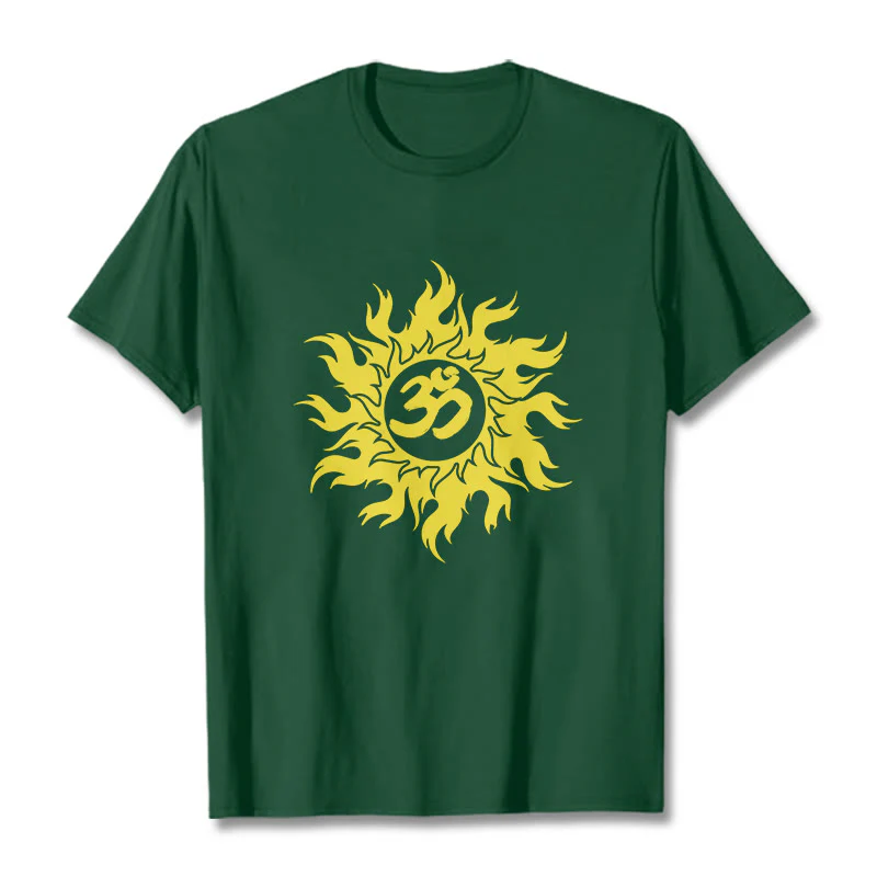 T-shirt con maglietta da sole dorata in sanscrito Buddha Stones OM Mantra - Image 11