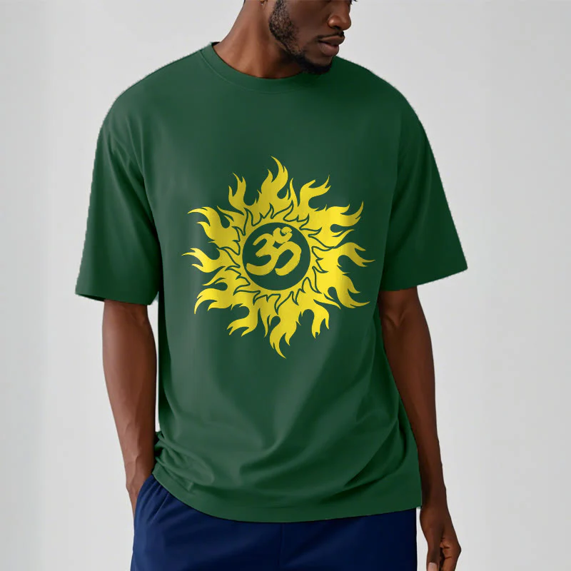 T-shirt con maglietta da sole dorata in sanscrito Buddha Stones OM Mantra - Image 12