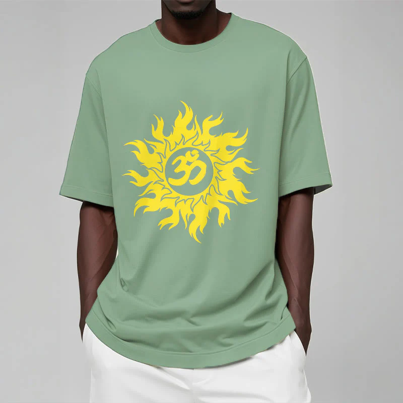T-shirt con maglietta da sole dorata in sanscrito Buddha Stones OM Mantra - Image 16