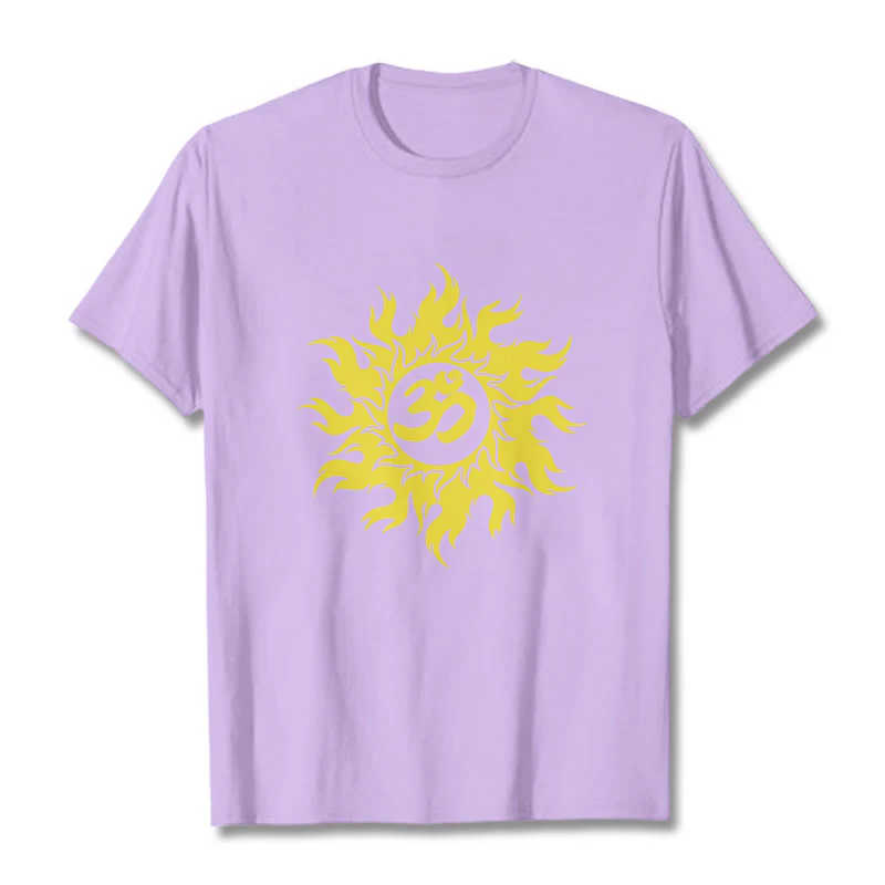 T-shirt con maglietta da sole dorata in sanscrito Buddha Stones OM Mantra - Image 17