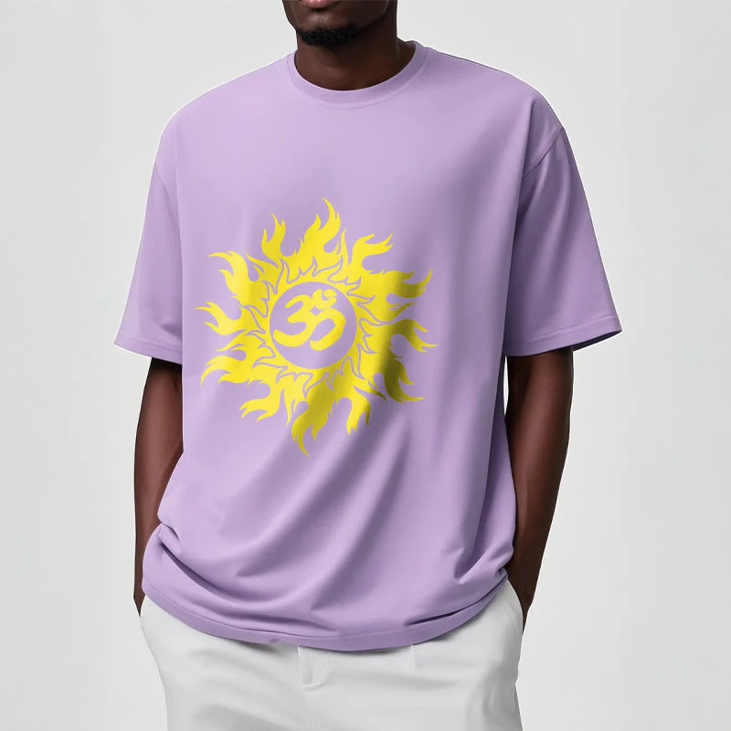 T-shirt con maglietta da sole dorata in sanscrito Buddha Stones OM Mantra - Image 18
