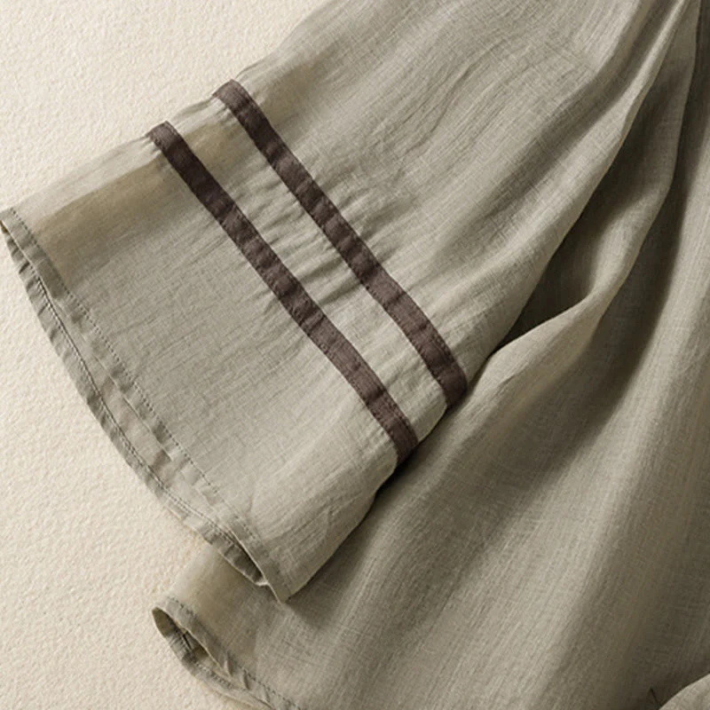 T-shirt da donna in cotone con maniche a tre quarti, ricamo floreale retrò con Buddha Stones - Image 14