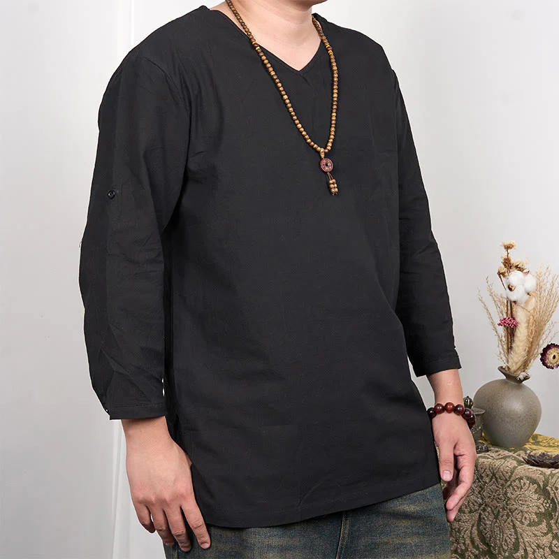 T-shirt da uomo a tre quarti con maniche a tinta unita e motivo Buddha Stones - Image 4
