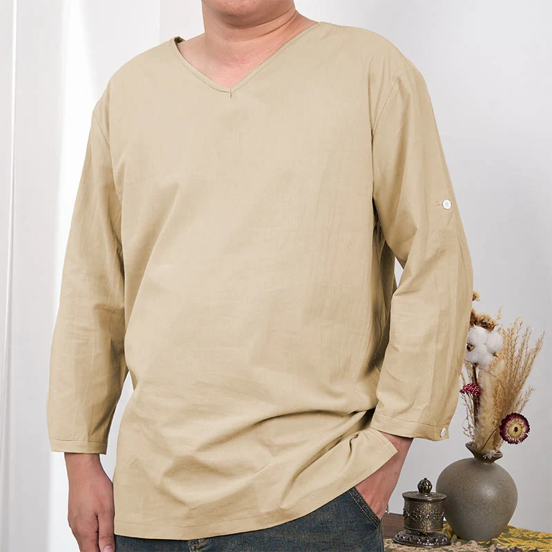 T-shirt da uomo a tre quarti con maniche a tinta unita e motivo Buddha Stones - Image 6