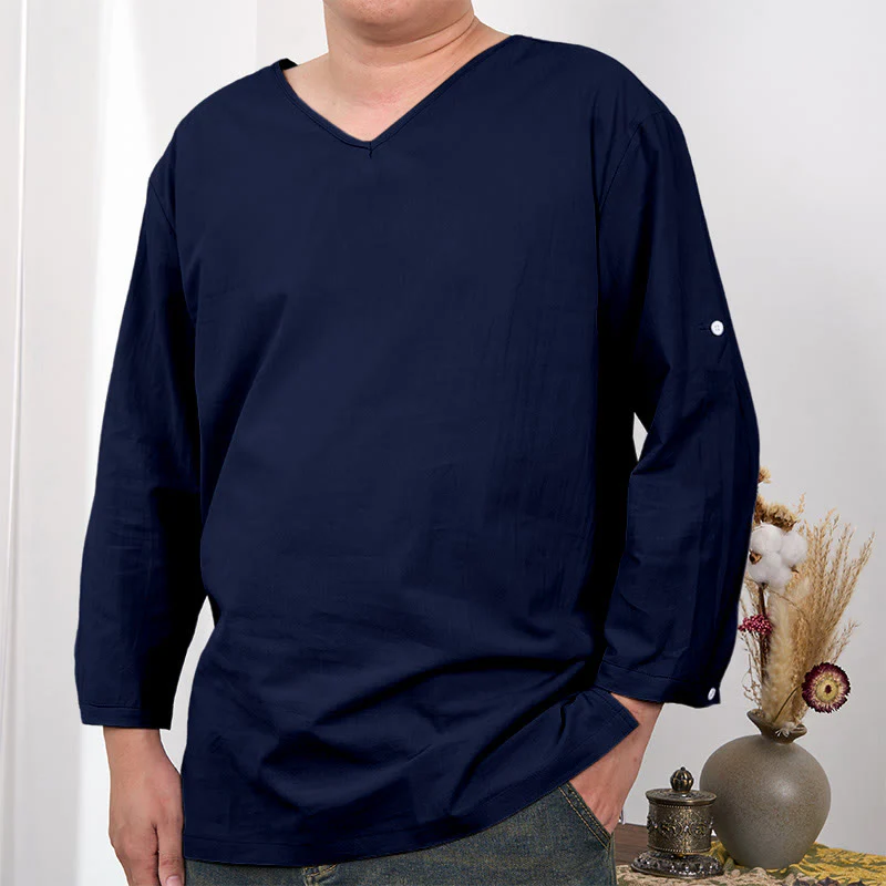 T-shirt da uomo a tre quarti con maniche a tinta unita e motivo Buddha Stones - Image 7