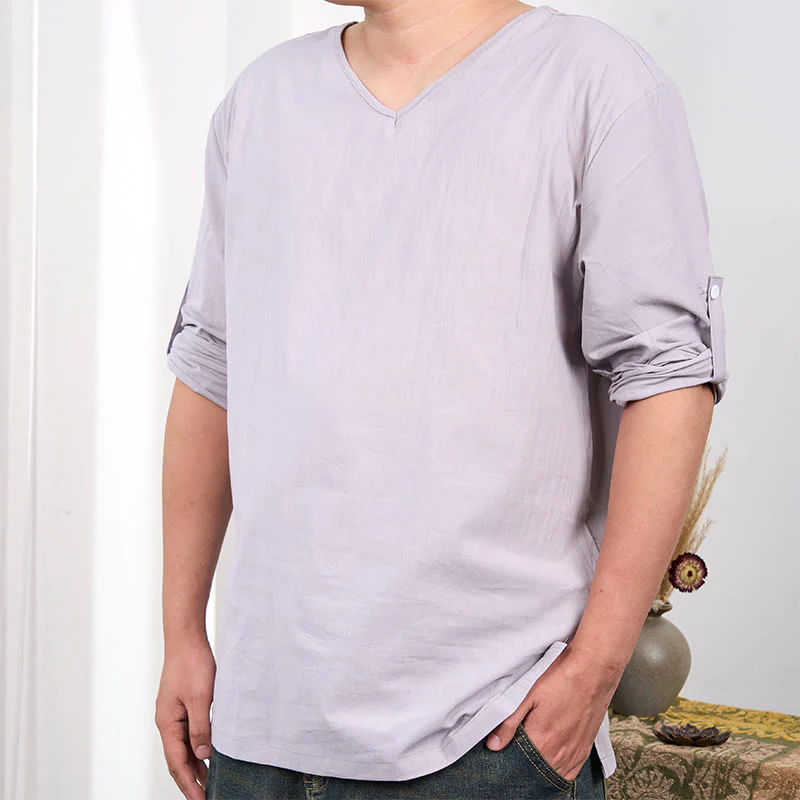 T-shirt da uomo a tre quarti con maniche a tinta unita e motivo Buddha Stones - Image 9