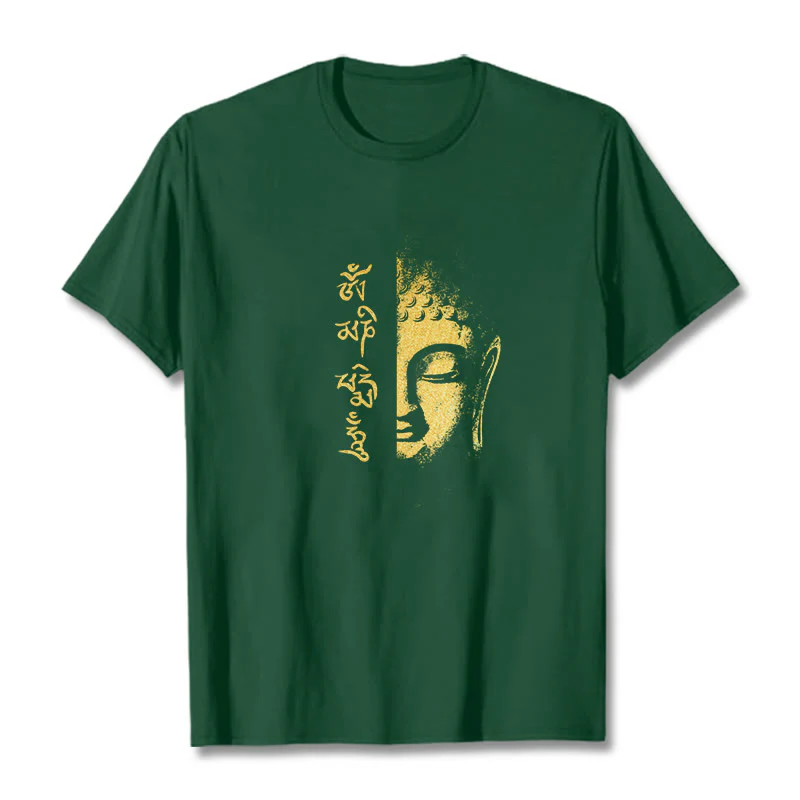 T-shirt in cotone Buddha Stones Om Mani Padme Hum Buddha dorato - Image 6