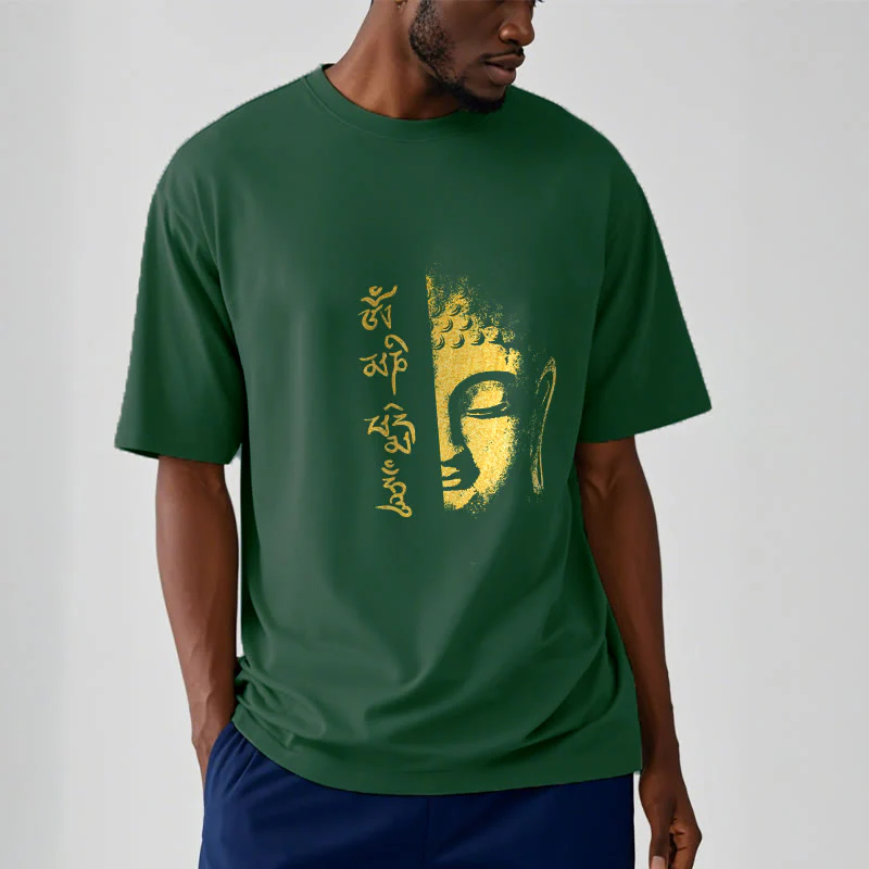 T-shirt in cotone Buddha Stones Om Mani Padme Hum Buddha dorato - Image 7