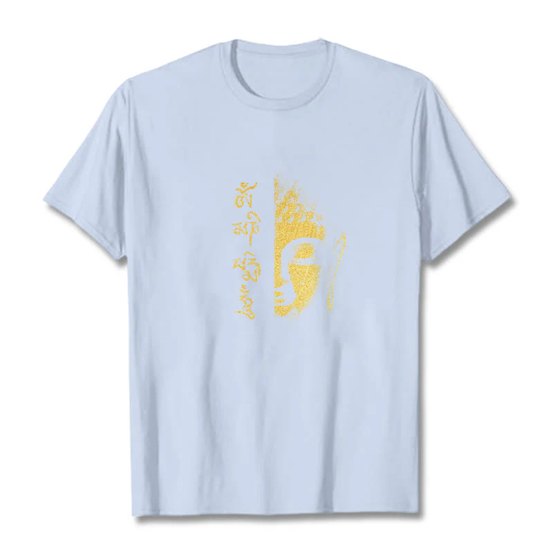 T-shirt in cotone Buddha Stones Om Mani Padme Hum Buddha dorato - Image 8