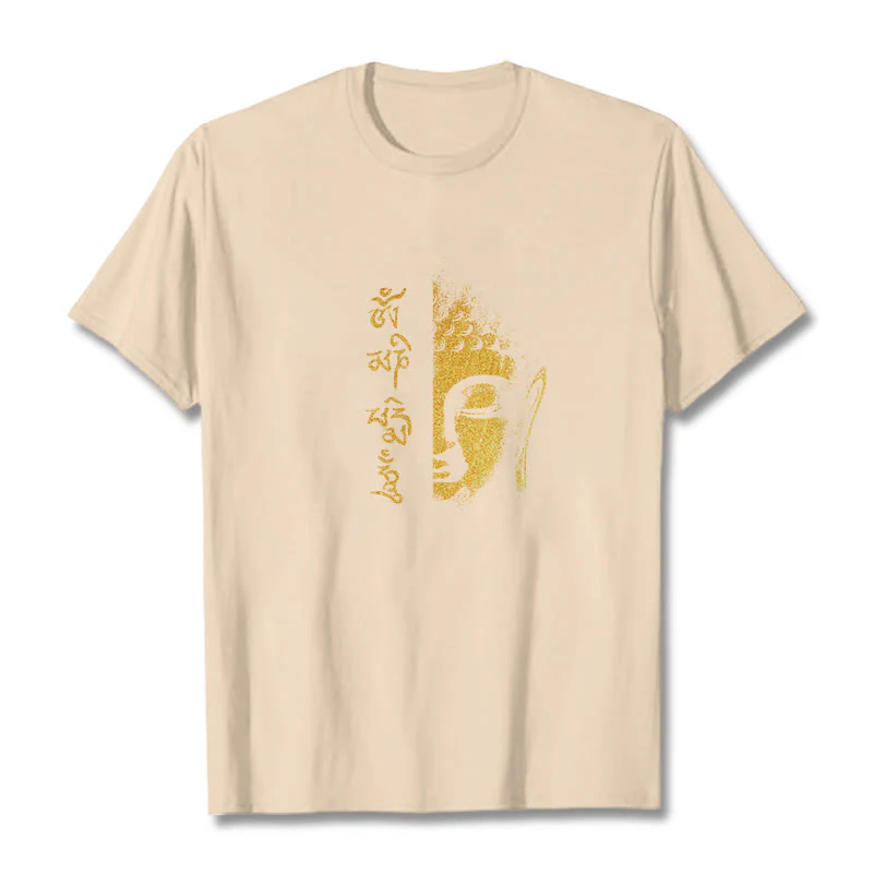 T-shirt in cotone Buddha Stones Om Mani Padme Hum Buddha dorato - Image 9