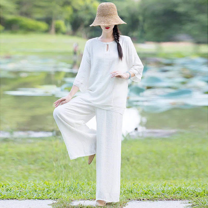 Tai Chi Meditazione Preghiera Zen Spirituale Mattina Pratica Abbigliamento Donna Set - Image 10