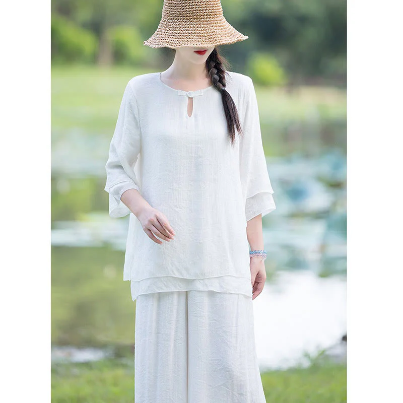 Tai Chi Meditazione Preghiera Zen Spirituale Mattina Pratica Abbigliamento Donna Set - Image 11