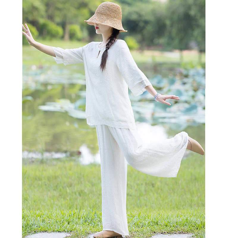 Tai Chi Meditazione Preghiera Zen Spirituale Mattina Pratica Abbigliamento Donna Set - Image 14