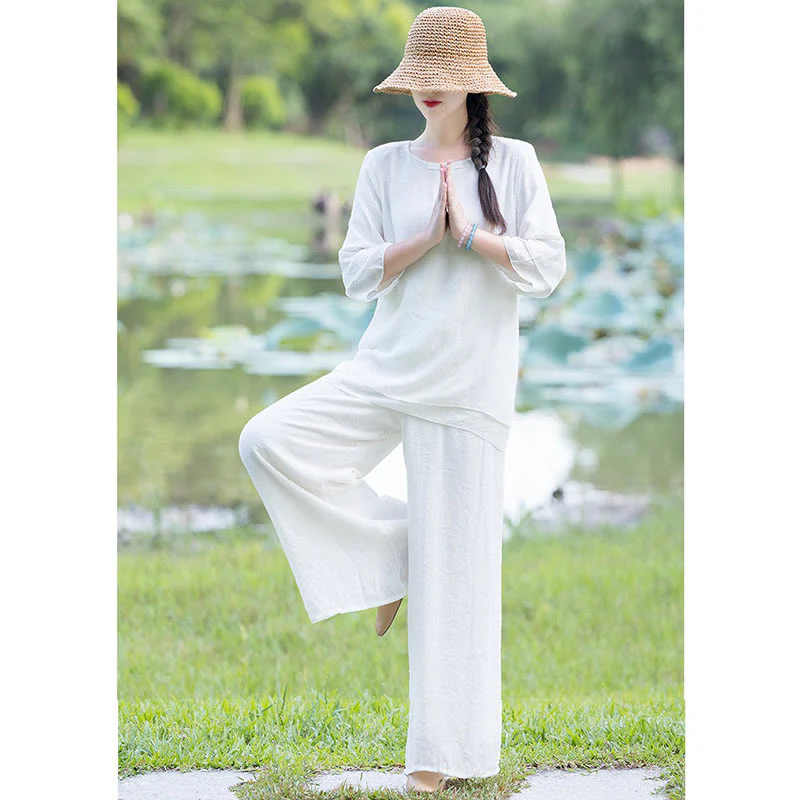 Tai Chi Meditazione Preghiera Zen Spirituale Mattina Pratica Abbigliamento Donna Set - Image 15
