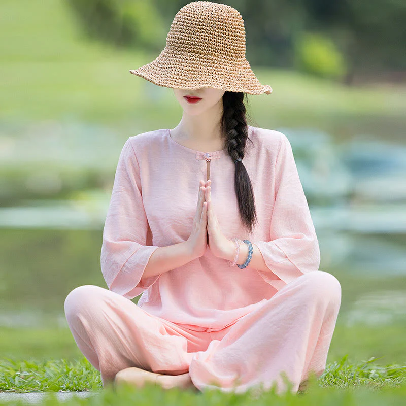 Tai Chi Meditazione Preghiera Zen Spirituale Mattina Pratica Abbigliamento Donna Set - Image 16
