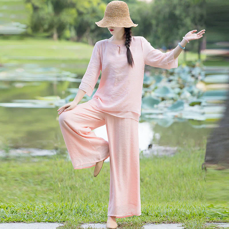 Tai Chi Meditazione Preghiera Zen Spirituale Mattina Pratica Abbigliamento Donna Set - Image 17