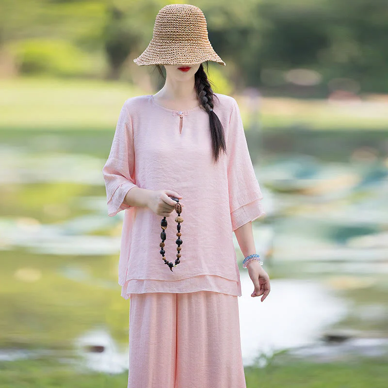 Tai Chi Meditazione Preghiera Zen Spirituale Mattina Pratica Abbigliamento Donna Set - Image 19