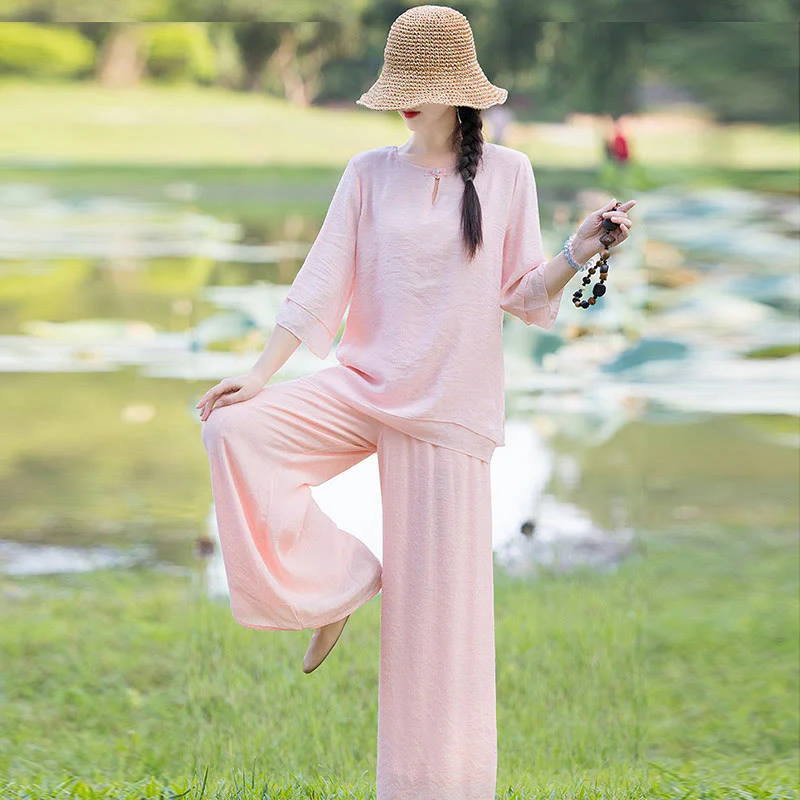 Tai Chi Meditazione Preghiera Zen Spirituale Mattina Pratica Abbigliamento Donna Set - Image 20