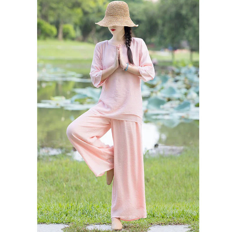 Tai Chi Meditazione Preghiera Zen Spirituale Mattina Pratica Abbigliamento Donna Set - Image 22