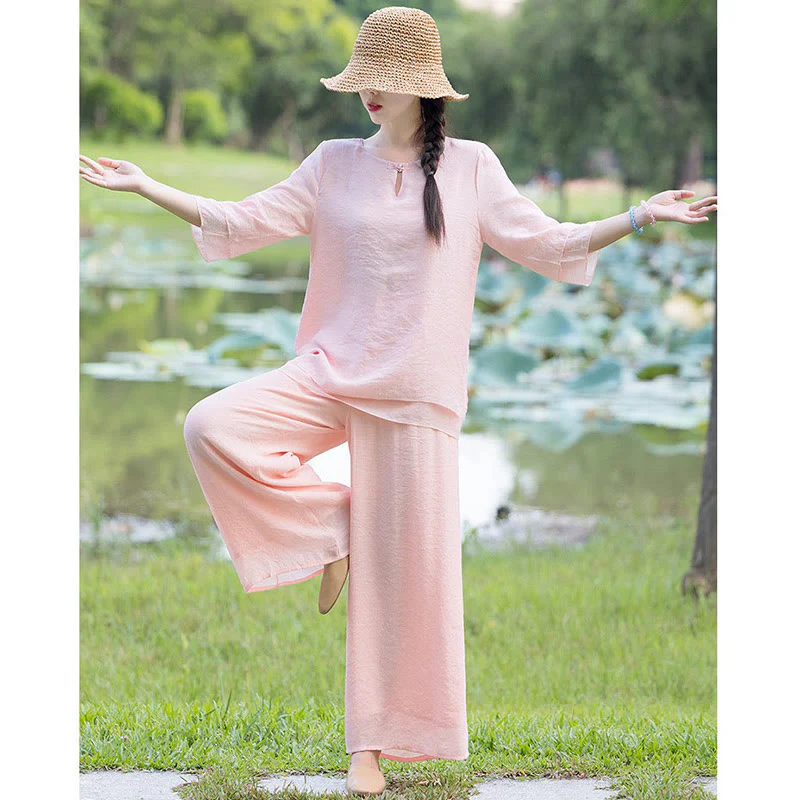 Tai Chi Meditazione Preghiera Zen Spirituale Mattina Pratica Abbigliamento Donna Set - Image 23