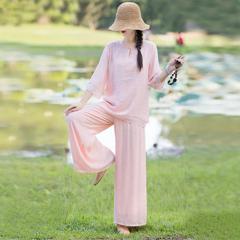 Tai Chi Meditazione Preghiera Zen Spirituale Mattina Pratica Abbigliamento Donna Set - Image 24