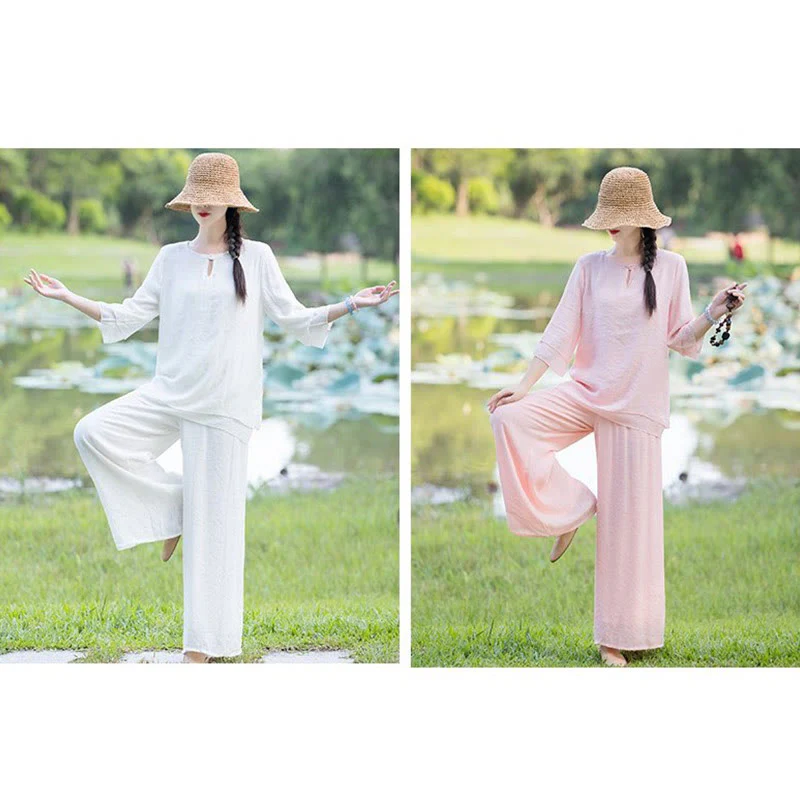 Tai Chi Meditazione Preghiera Zen Spirituale Mattina Pratica Abbigliamento Donna Set - Image 25