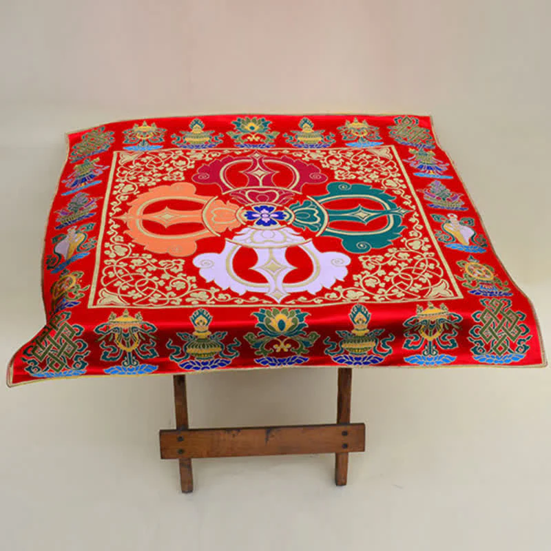 Tappetino da altare con preghiera a nodo infinito, meditazione curativa, 8 simboli di buon auspicio, runner da tavolo - Image 16