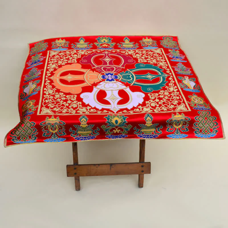 Tappetino da altare con preghiera a nodo infinito, meditazione curativa, 8 simboli di buon auspicio, runner da tavolo - Image 17