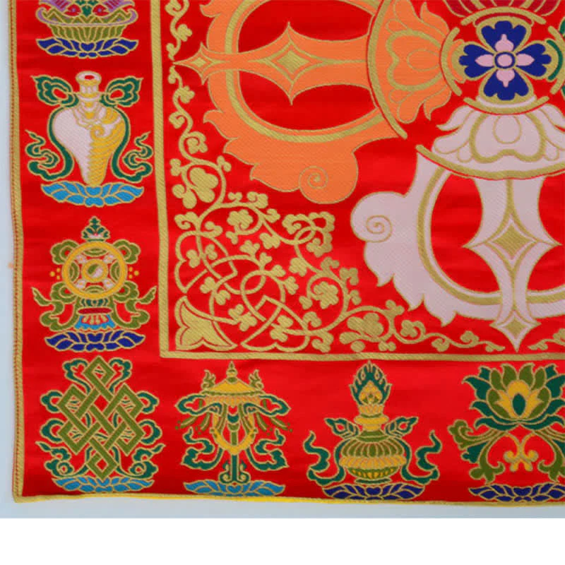Tappetino da altare con preghiera a nodo infinito, meditazione curativa, 8 simboli di buon auspicio, runner da tavolo - Image 19