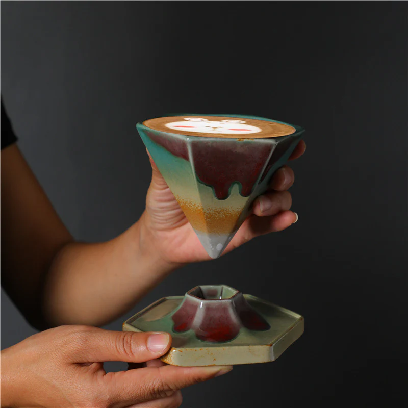 Tazza da caffè in ceramica con design esagonale Buddha Stones , tazza da caffè con base 170 ml - Image 4
