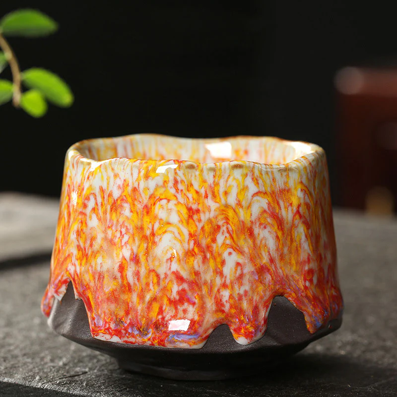 Tazza da tè in ceramica arancione rossa verde gialla Buddha Stones Kung Fu Tea Cup - Image 10