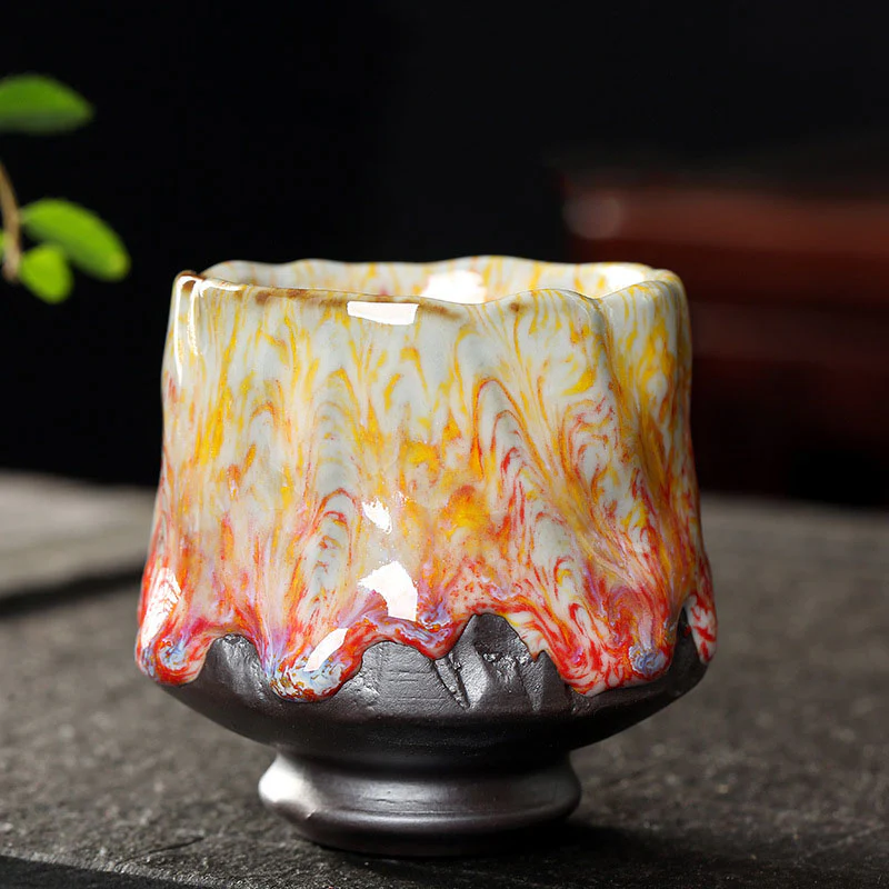 Tazza da tè in ceramica arancione rossa verde gialla Buddha Stones Kung Fu Tea Cup - Image 11