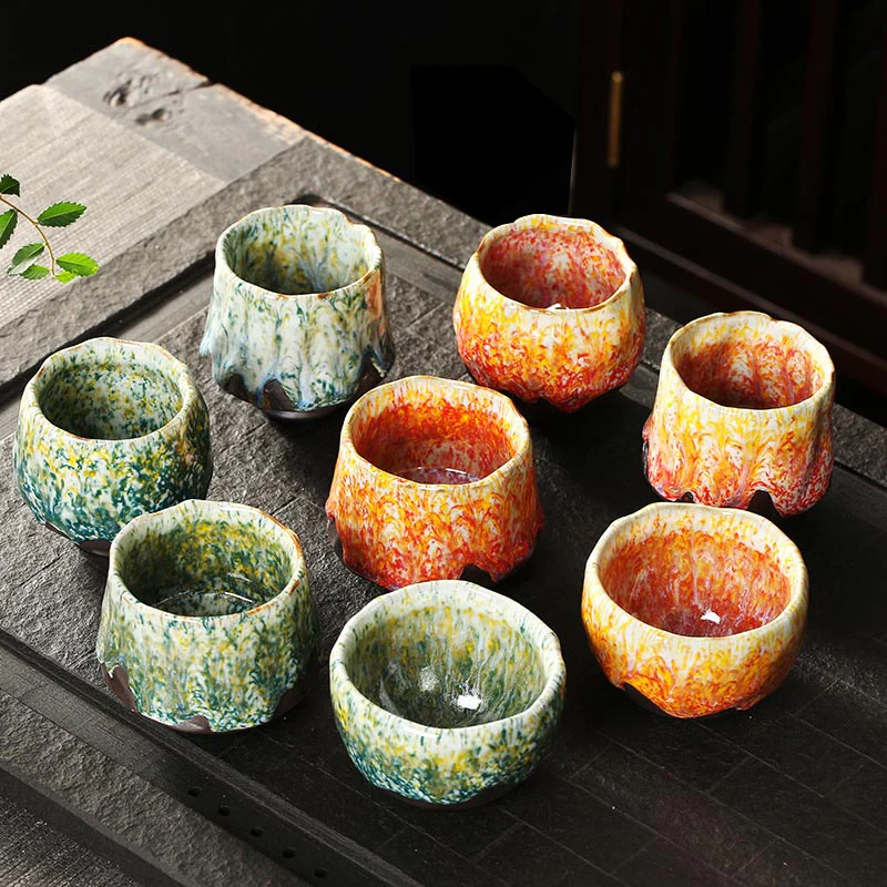Tazza da tè in ceramica arancione rossa verde gialla Buddha Stones Kung Fu Tea Cup - Image 2