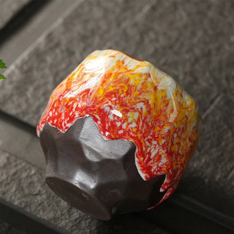 Tazza da tè in ceramica arancione rossa verde gialla Buddha Stones Kung Fu Tea Cup - Image 4