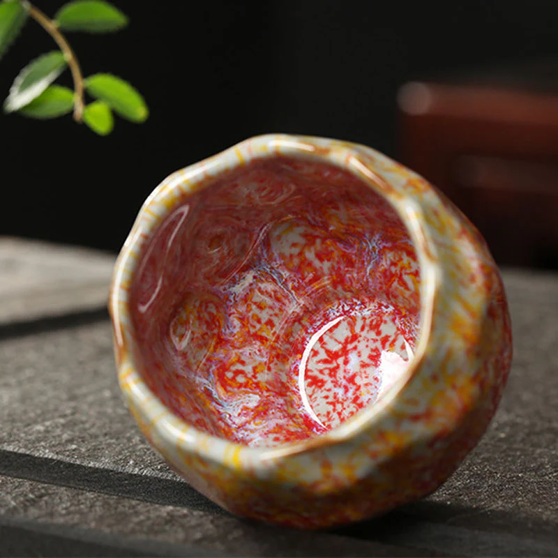 Tazza da tè in ceramica arancione rossa verde gialla Buddha Stones Kung Fu Tea Cup - Image 6