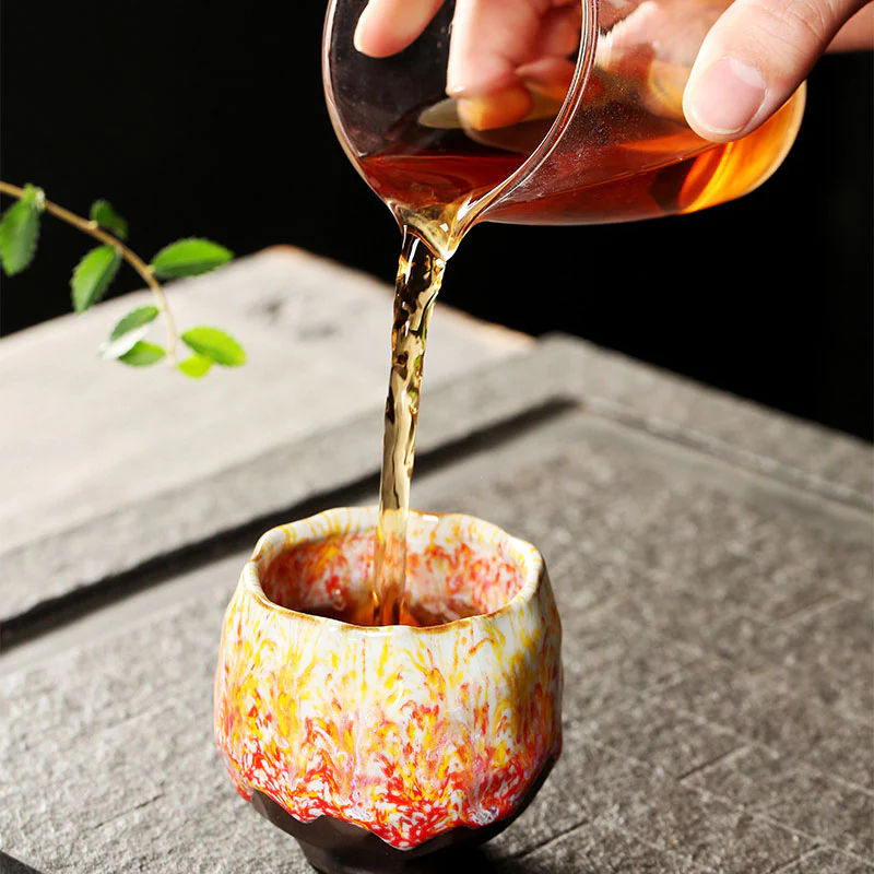 Tazza da tè in ceramica arancione rossa verde gialla Buddha Stones Kung Fu Tea Cup - Image 8