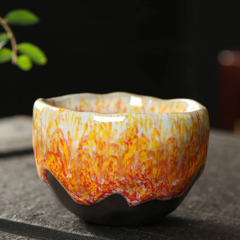 Tazza da tè in ceramica arancione rossa verde gialla Buddha Stones Kung Fu Tea Cup - Image 9