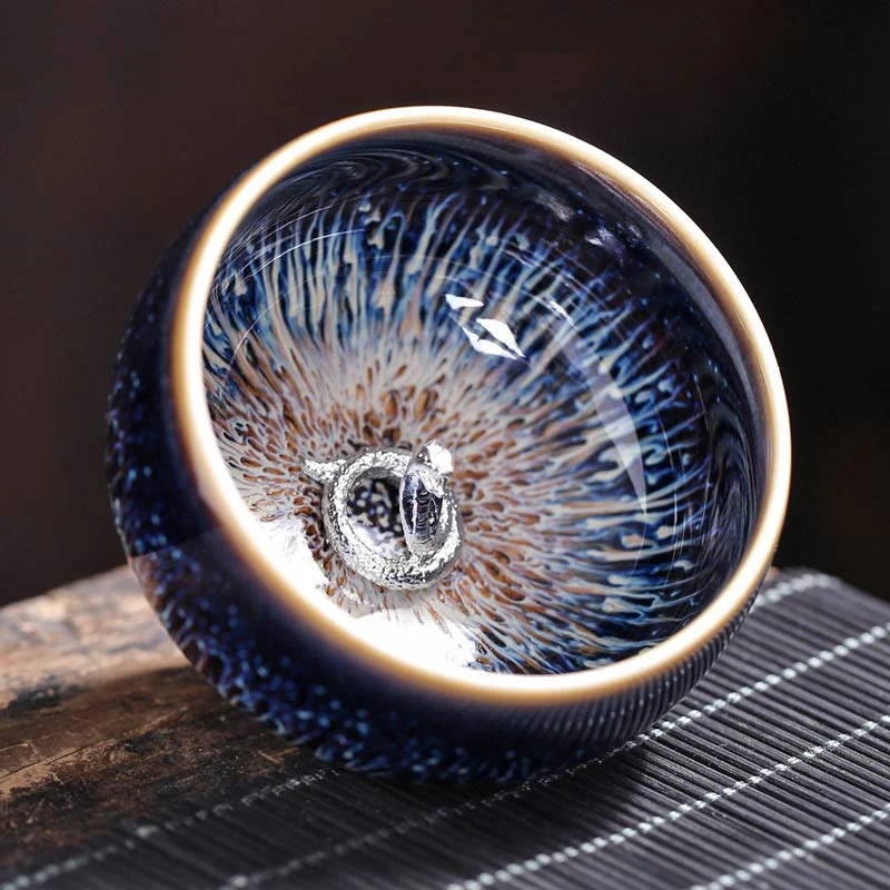 Tazza da tè in ceramica Buddha Stones 12 segni dello zodiaco cinese, realizzata a mano in Cina, motivo: Jianzhan, pesce koi, loto, drago, fenice, tazza da tè Kung Fu, 70 ml - Image 21
