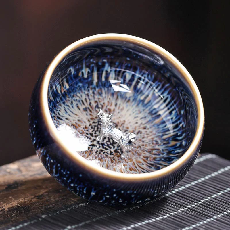 Tazza da tè in ceramica Buddha Stones 12 segni dello zodiaco cinese, realizzata a mano in Cina, motivo: Jianzhan, pesce koi, loto, drago, fenice, tazza da tè Kung Fu, 70 ml - Image 26