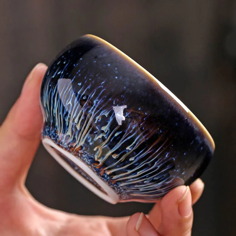Tazza da tè in ceramica Buddha Stones 12 segni dello zodiaco cinese, realizzata a mano in Cina, motivo: Jianzhan, pesce koi, loto, drago, fenice, tazza da tè Kung Fu, 70 ml - Image 5