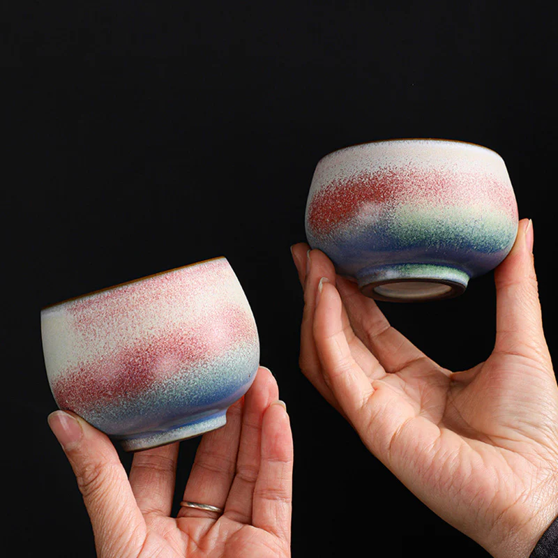 Tazza da tè in ceramica con cambio forno e sfumatura rossa retrò Buddha Stones Kung Fu Tea Cup - Image 10