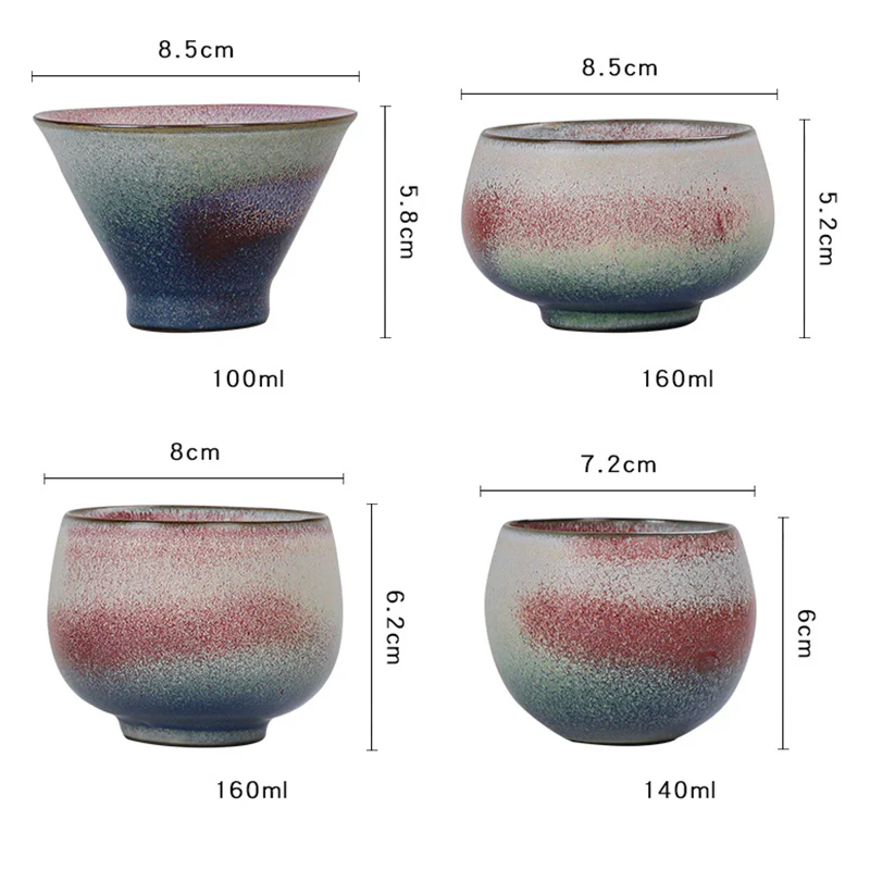 Tazza da tè in ceramica con cambio forno e sfumatura rossa retrò Buddha Stones Kung Fu Tea Cup - Image 12