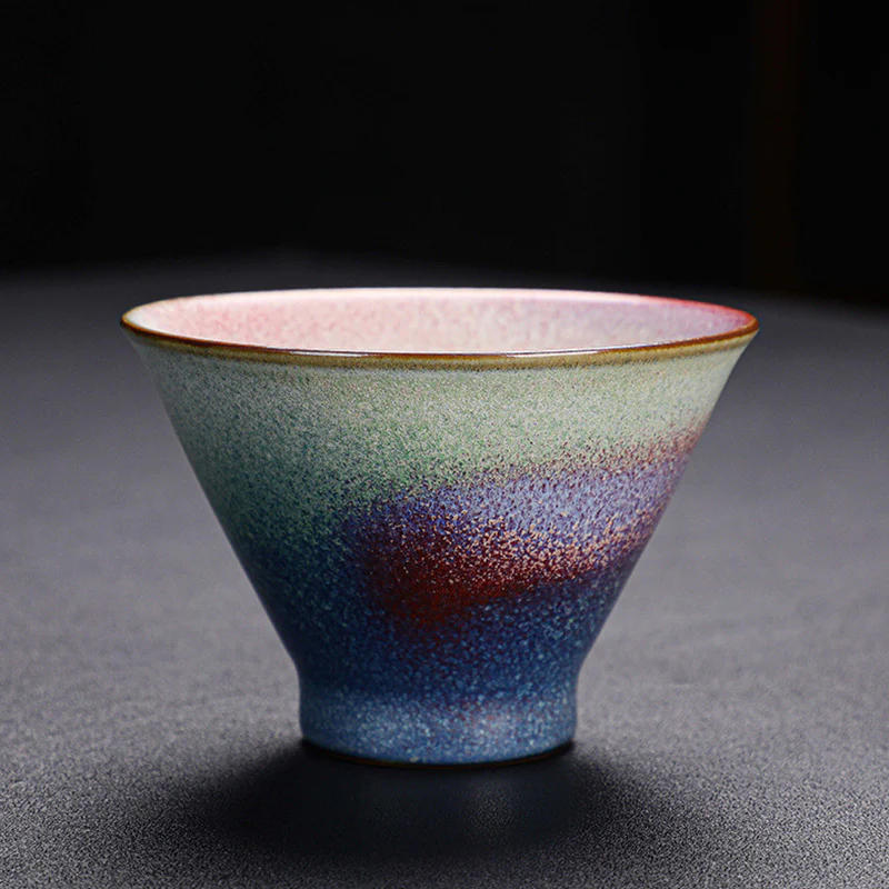 Tazza da tè in ceramica con cambio forno e sfumatura rossa retrò Buddha Stones Kung Fu Tea Cup - Image 7