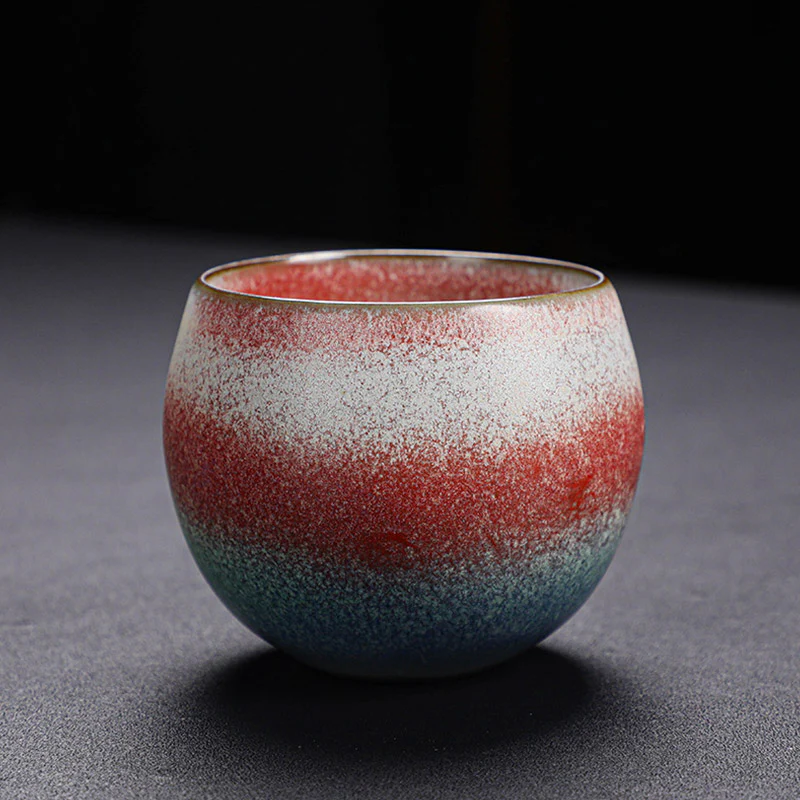 Tazza da tè in ceramica con cambio forno e sfumatura rossa retrò Buddha Stones Kung Fu Tea Cup - Image 8