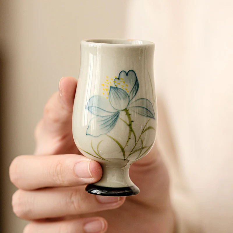 Tazza da tè in ceramica con fiore di loto dipinto a mano, Buddha Stones, tazza da tè Kung Fu - Image 12